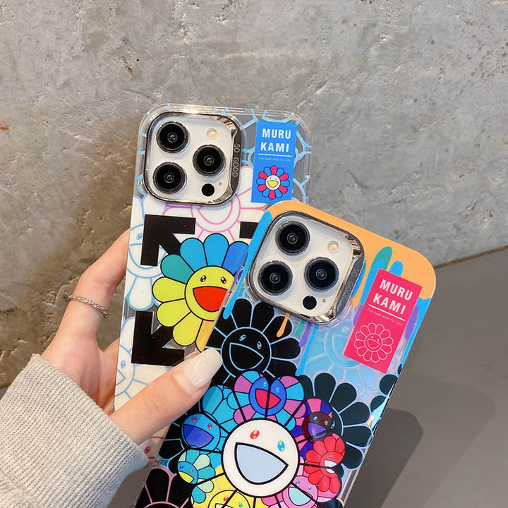 ハイブランド murakami sunflower風 アイホン15 カバー 